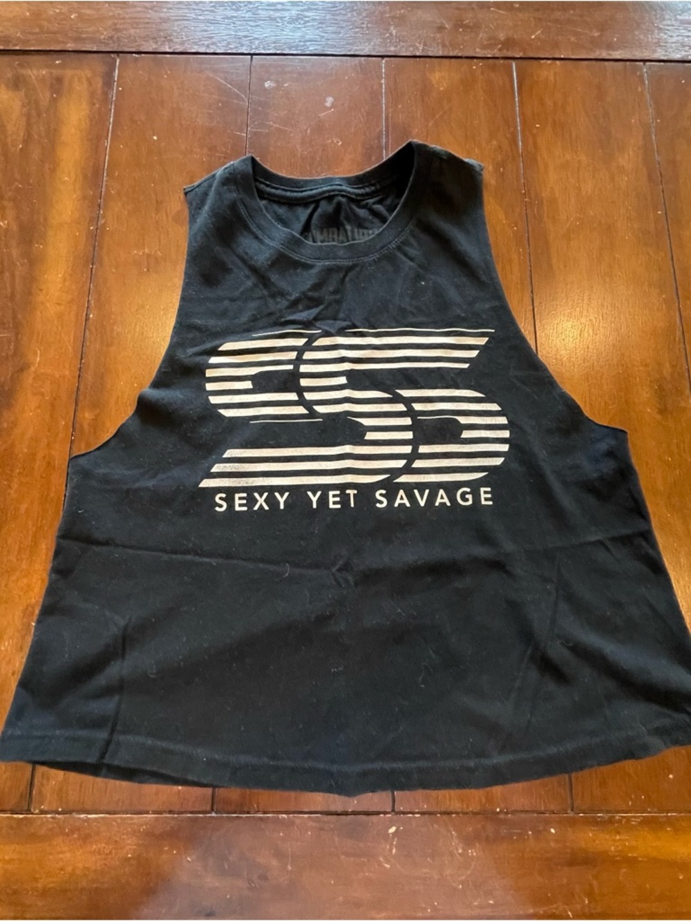 Sexy Yet Savage sz M black racerback cropped tank
